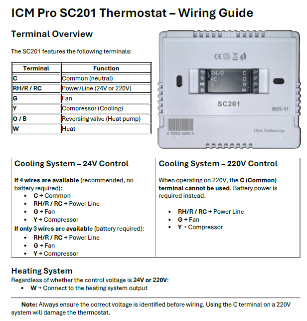 HVAC Thermostat Diagram